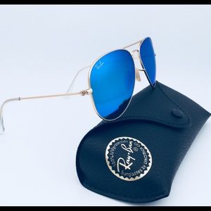 Blue Mirrored Aviator RB3025 Sunglasses Women